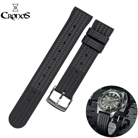 Cronos Watch Parts Rubber Waffle Strap