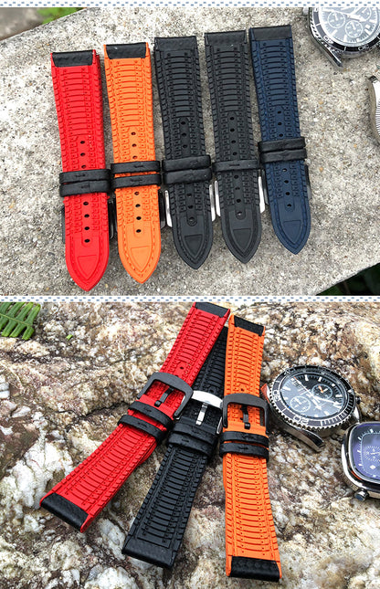 Carbon Fiber Pattern Rubber Watch Band