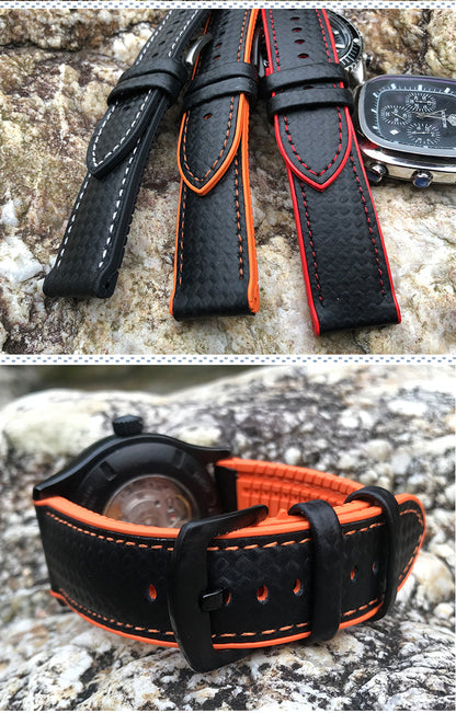 Carbon Fiber Pattern Rubber Watch Band