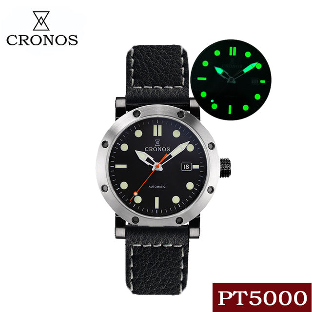 ★Limited Offer★Cronos Men Watch Stainless Steel Mechanical PT5000 Dive Watch L6013